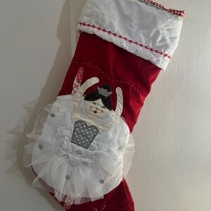 Pottery Barn Kids Red White Embroidered Appliqué Ballerina Tutu Stocking